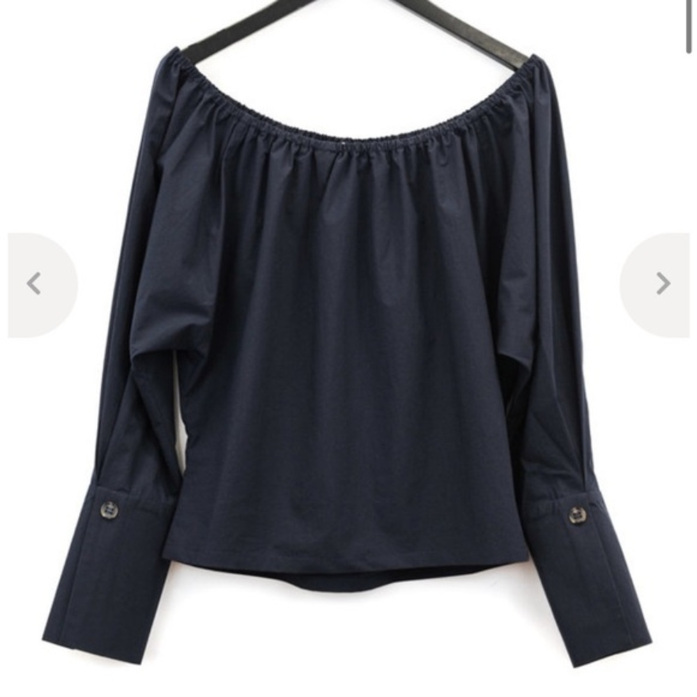 Aeron long cuffed bardot top dark blue size 32